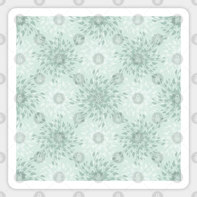 Blue-Green Floral Mandala Pattern Magnet by DeneboArt